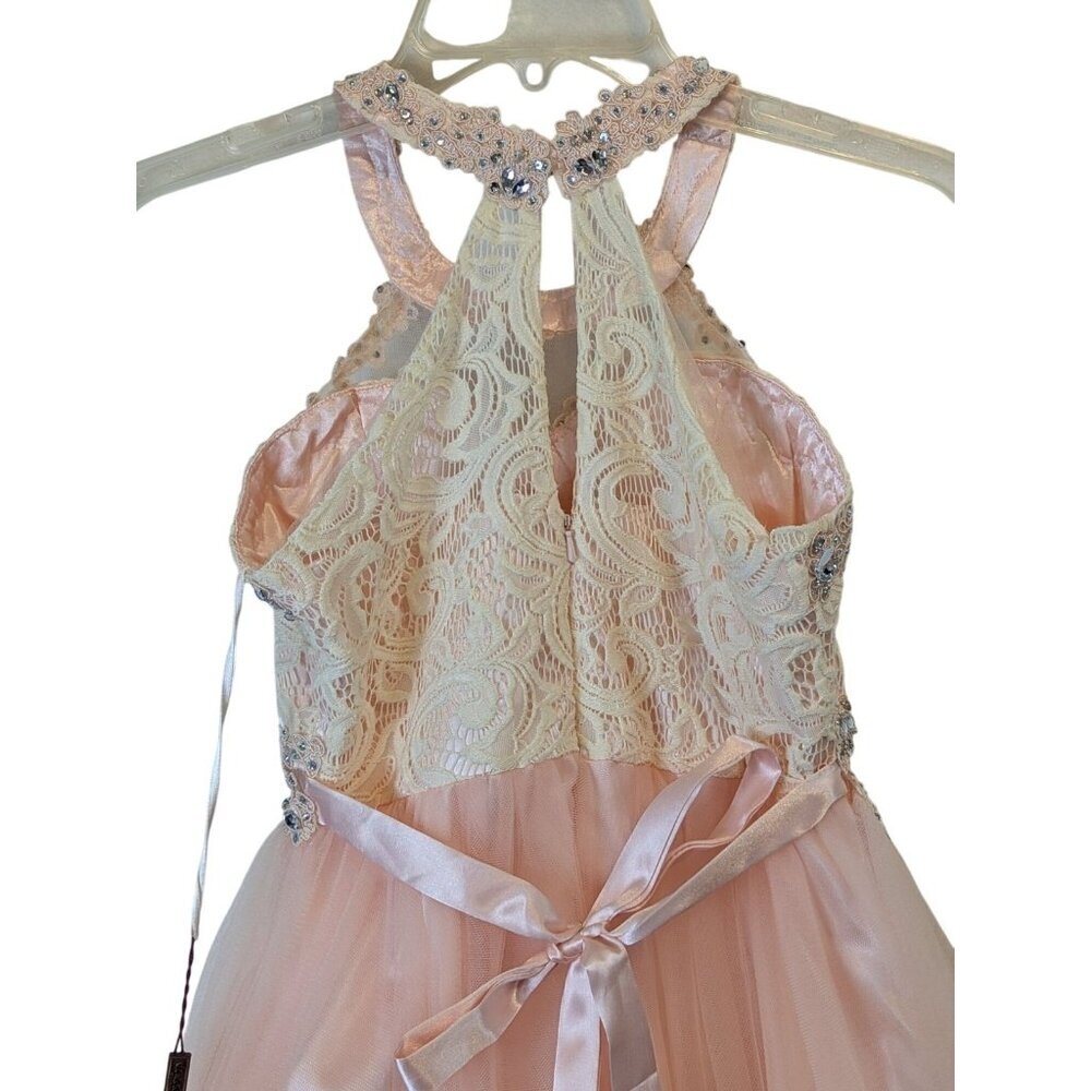 Cinderella Couture Girl size 14 Blush Pink Lace Rhinestone Formal Pageant Glam - Picture 16 of 16
